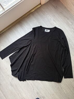 MM6 Maison Martin Margiela Black Long-Sleeve Asymmetric Top